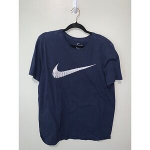 Nike Mens Graphic T-Shirt Navy Blue White Swoosh Athletic Cut Large